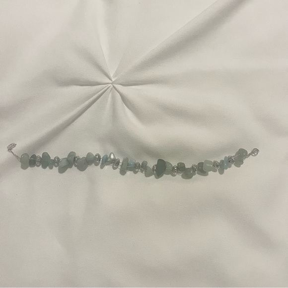 Green Aventurine Amazonite Wire Wrap Beaded Bracelet Handmade Green Silver New - Picture 2 of 8